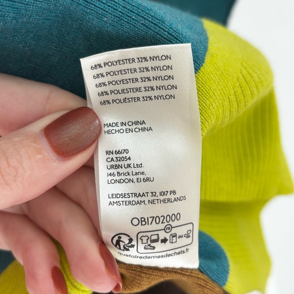 NWOT Free People Coastal Stripe Pullover Olive lime combo SZ XS - Picture 6 of 9